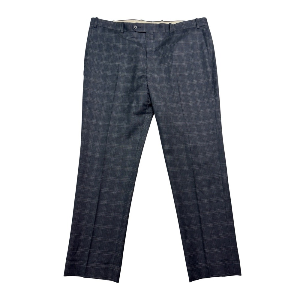 Di Milano 42x32 Blue Gray Plaid Dress Suit Pants Trousers Wool Flat‎ Front Mens